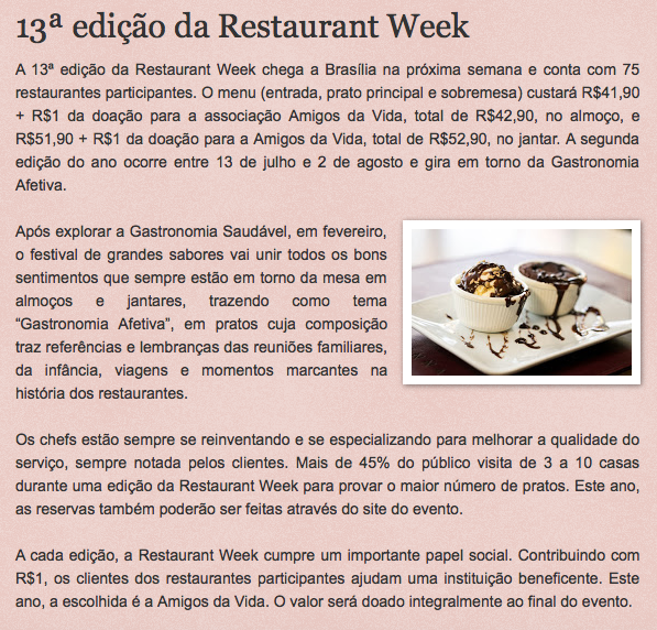 13ª edição da Restaurant Week